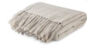 V190114 Classic Home Throw Blanket 50x70 Midweight Embroidered Sides Tasseled Ends