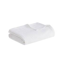 82326908 Clean Spaces Gauze Cotton Throw Blanket 90x90 Lightweight White Full/queen