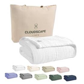Cloud Scape Linen 850059412077 Soft 8 Layer Muslin Blanket Queen Size 100% Cotton For Couch Bed