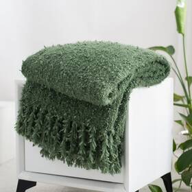 Clouddwelling 717428270310 Winter Knit Throw Blanket Fluffy Fuzzy Soft Lightweight Cozy Farmhouse Tassels