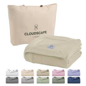 Cloudscape Linen 850061913289 Cloud Scape 100% Cotton Blanket King Size For Bed Soft Lightweight Co