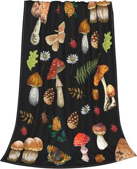 Co.ltd 705353915918 Mushroom Throw Flannel Blanket For Women All Seasons Soft Fuzzy Fleece