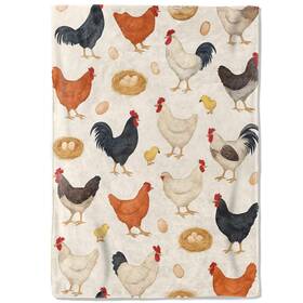 Coedoaes 45f4et84h74h181h Rustic Chicken Fleece Blanket 50x60in Vintage Country Rooster And Hen Egg Nes