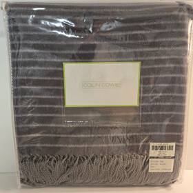 141585-505 Colin Cowie House Beautiful Rich Slate Gray 50 Inch X 60 Ombre Stripe Throw Fringe Blanket New