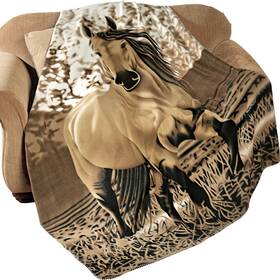 501-737 Collections Etc Western Horse Fleece Throw Blanket
