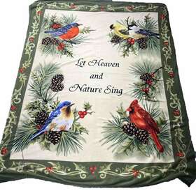 Bng22001 Collections Etc Let Heaven And Nature Sing Bird Fleece Throw 62 Inch X 50 Cottage Granny Core
