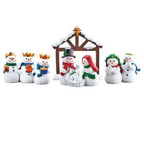 Coho240324 Collections Etc Hand-painted Snowman Nativity Scene 4-piece Set