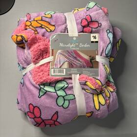 3000824091 Comfort Bay Microlight Berber Throw Blanket 50x60 Balloon Animal Pink Purple