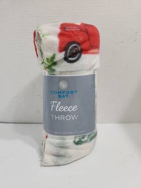 Comfort Bay 430001806200 Fleece Throw - Red Truck Christmas Tree 50in X 60in