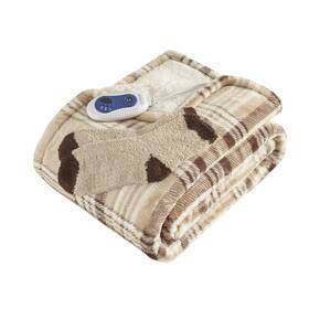 Comfort Spaces 086569077899 Plush Sherpa Electric Blanket Shoulder Neck Wrap Matched Sock Set Ultr