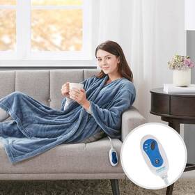 Comfort Spaces 086569077905 Luxury Microplush Wrap Blanket Super Soft And Warm Reversible Heated Throw Po