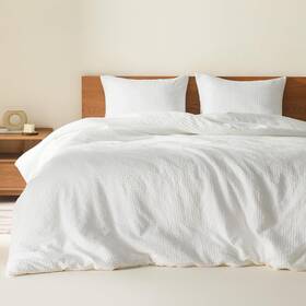 Am12-0056 Comfort Spaces White Queen Duvet Cover Set - 3 Pieces Full/queen