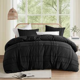 Am12-0157 Comfort Spaces Black King Size Duvet Cover Set - 3 No Comforter