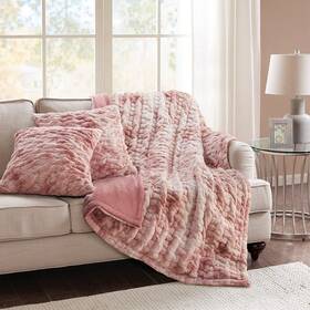 Cs50-1610 Comfort Spaces Luxurious And Fuzzy Soft Ruched Faux Fur Plush Throw Blanket Set