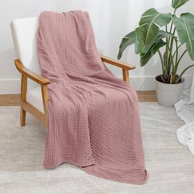 Comfy Cubs 810118111952 Muslin Throw Blanket 50 Inch X60 Quilted 6-layer Gauze Cotton For Home Or Travel