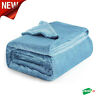 Comin18ju088910 Bedshe Fleece Blanket Queen Blue Soft Lightweight Plush Fuzzy Cozy