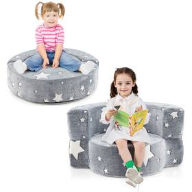 Us-2hcst05685 Costway Kids Plush Couch With Machine Washable Flannel Cover Soft Sponge Padding