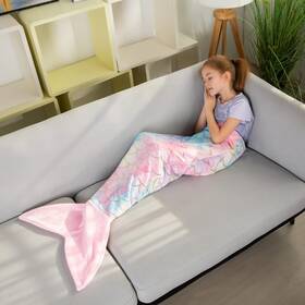 Cosusket 706973907789 Mermaid Tail Blankets Glittering Wearable Cute Cozy Soft Flannel Rainbow Colo
