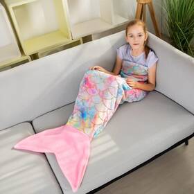 B08p18rv89 Cosusket Mermaid Tail Blankets Glittering Wearable Schoolchild Deep Pink Colorful