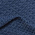 Cotton Knit Blanket Navy Thermal Basket Weave Queen Size Soft Lightweight Winter 685784154066