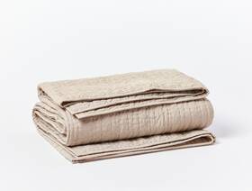 Coyuchi 610000688765 New Hazel Chambray Channel Handstitched Organic Quilt Full/queen Size