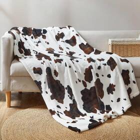 Cozy Bliss 313046940972 Cow Print Throw Blanket 50 Inch X60 Soft Plush Fleece For Bedroom Couch Travel