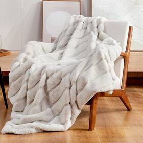 Cozy Bliss 778716537911 Faux Fur Throw Blanket For Couch Soft Plush Thick Winter So