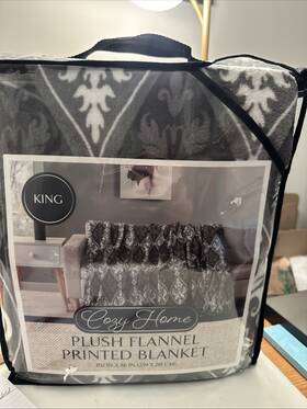 Cozy Home 659066383451 Plush Flannel Printed Blanket By King Size