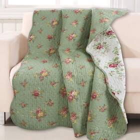 Cozy Line Home Fashions 737107942604 Vintage Floral Quilted Throw 100% Cotton Reversible All Season Blossom