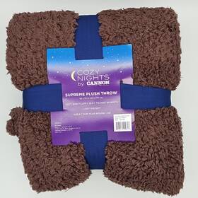 M74884 Cozy Nights Plush Throw Blanket Cover Soft Warm Lightweight Brown 50 Inch X70 Cannon