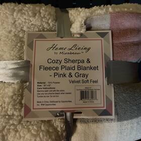 119-w18 Cozy Sherpa And Fleece Plaid Blanket Velvet Soft Feel 50 Inch X 60 New