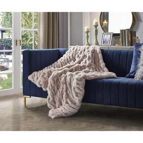 T393-30bh-hd Cozy Tyme Throw Blanket 50 Inch X 60 Super-soft Faux Fur Silky Polyester Pink Blush