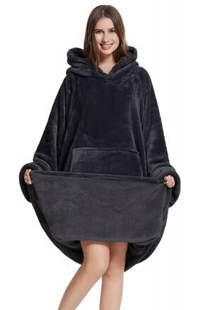 Cozyleep 095586116515 Wearable Blanket Hoodie Women Men Warm Sherpa Oversized Hooded Sweat