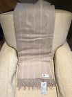 Cra58-d03 Bronte By Moon Merino Lambswool Throw Blanket In Pinstripe Beige