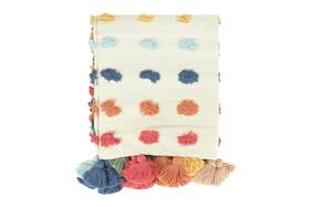 Creative Co-op 191009295525 60 Inch L X 50 W Woven Cotton Tufted Dots And Tassels Throw Multicolor