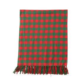 Creative Co-op 191009483113 Cotton Flannel Throw With Fringe Red And Green Buffalo Check