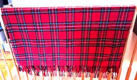 9930-522 Creative Co-op New 100% Cotton Red Plaid Throw Blanket With Fringed Edge India