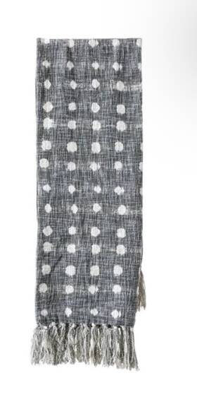 Da8060 Creative Co-op Cotton Slub Charcoal Grey Polka Dot Throw Blanket 60 Inch X50 Nwt