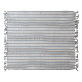Dg1419 Creative Co-op Woven Cotton Blend Striped Throw With Fringe Multicolor