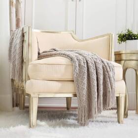 Crevent 741663821013 Farmhouse Knit Throw Blanket For Couch Sofa Chair Bed Home Decoration Soft W