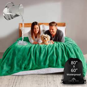 P-0002 Crew Flx Waterproof Blanket For Bed Queen Size 80 Inch X60 Reversible Sherpa Throw