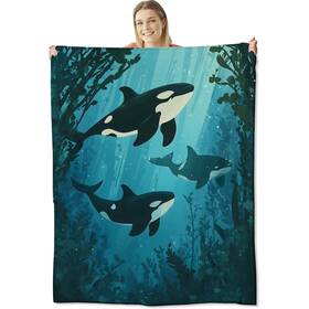 Orcabl40823025060 Cromcu Orca Blanket For Adults Gifts Flannel Throw Decor Lightwe