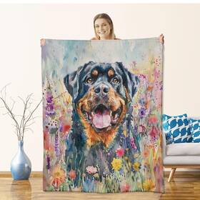 Rottweilerbt40430035060 Cromcu Rottweiler Blanket For Adults Kids Flannel Dog Blankets Gifts Flow