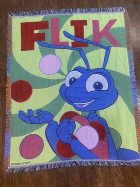 Crown Crafts 046249293216 A Bugs Life Circus Flik Jacquard Woven Throw 46x58 Tapestry Blanket Pixar