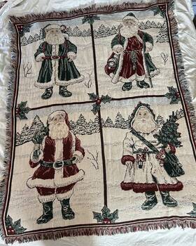 M6816 Crown Crafts Santa Suits Christmas Winter Throw Blanket 51 X 66 Inch Afghan Tapestry