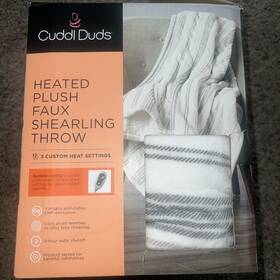Cuddl Duds 022164288988 Cuddi Heated Plush Faux Shearling Blanket Gray And White Standard 50 Inch X60