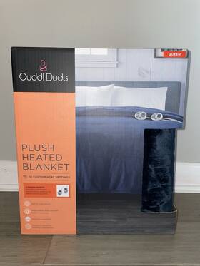 Cuddl Duds 022164416947 Plush Heated Blanket 2 Remotes Queen Navy Blue New