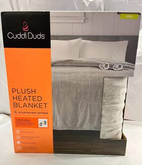 Cuddl Duds 022164416992 Plush Heated Blanket King W 2 Remotes Light Gray Nib