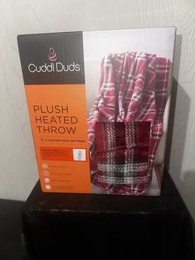 Cuddl Duds 022164596557 New Plush Heated Throw Blanket Black Standard 50x60 5 Heat Settings