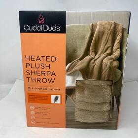 Cuddl Duds 086569753649 Heated 3 Settings Plush Sherpa Throw Electric Blanket 50x60 Inch Tan